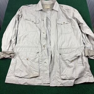 Cabela's Safari Series Jacket XL Tall Beige Map Lightweight Utility Coat
